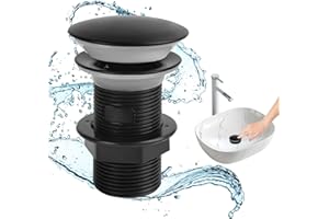 Ablaufgarnitur Waschbecken, MengQiLe Ablaufgarnitur Ohne Überlauf Universal Ablaufventil Schwarz Abfluss Waschbecken Abflussgarnitur Pop Up Ablaufgarnitur für Waschbecken & Waschtisch
