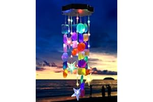 iShabao Conchiglie e Stelle Solari Carillon del Vento, 21 LED Campanelli Eolici Solare, Regali per Madre/Moglie/Figlia/Fidanzata, Decorazioni per Albero, Terrazza, Balcone, Cortile (Colorato)