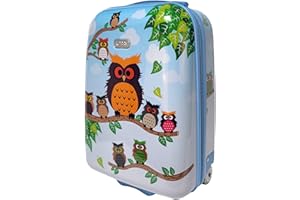 KARRY Kinder Koffer Kinderkoffer Reisekoffer Trolley Hartschalen Handgepäck Mädchen LED Skater Rollen Eule