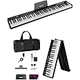 Finger Dance Folding Piano Keyboard 88 Keys, Portable Electric Keyboard with Bluetooth MIDI, Full Size Digital Piano, Wood Grain, Semi-Weighted, Touch Sensitive, with Storage Bag for Beginner