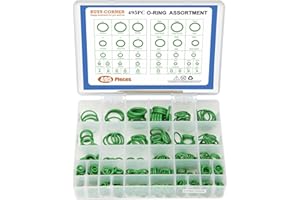 BUSY-CORNER 495 Pieces SAE Metric O Ring Kit with O-Ring Pick & Installation Tools Rubber Washer Orings for A/C Professional Plumbing Automotive(Green Green)