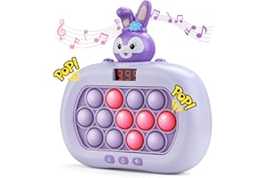 Aolcev Pop Game Sensory Fidget Toys Light Up Quick Push Pop Game with LED Screen Poppet Game for Kids 3-12 Handheld Puzzle Game Sensory Toys Breakthrough Puzzle Machine Push Bubble Stress Toy(Purple)