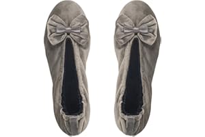 GLOVE STORY Chaussons Ballerines d’Intérieur Femme en Velours avec Semelle et Noeud en Velours et Cuir Souple - Matière Élégante, Douce et Confortable - Ballerines Chaussons Femme Doux - Fabrication Artisanale