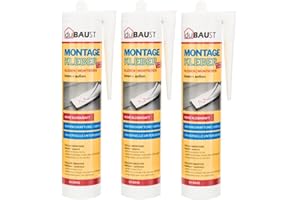 dubaust HMK24 Lot de 3 tubes de colle de montage extrêmement forte et universelle pour toutes les surfaces intérieures et extérieures Cartouche de 455 g Blanc