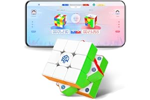 GAN356 i Carry E Smart Cube avec 150h d'autonomie, 3x3 Speed Cube Contrôle par Appli, Cube Magique Réglable GES Pro+ pour Débutants et Pros, sans Recharge(Version Givrée)