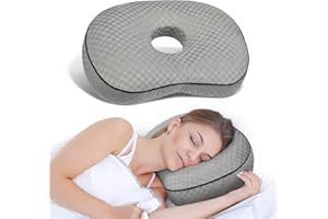 Babyezz Ohrlochkissen für Seitenschläfer mit Ohrloch für CNH und Ohrenschmerzen Ohrenentzündung Druckstellen, Füllung aus Baumwolle und Polyester, waschbar und verstellbar (Grau)