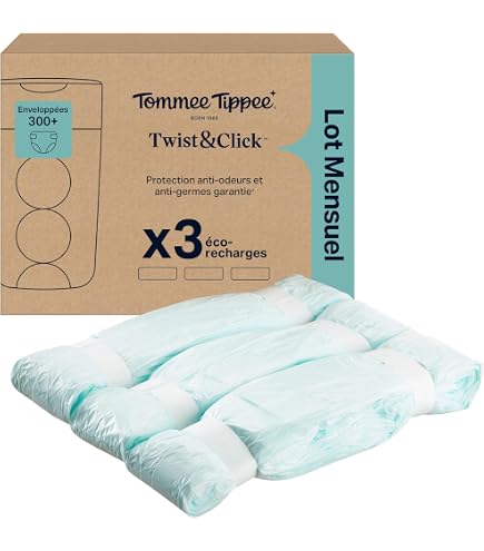 Poubelle Couche Recharge De Sacs Pour Seau à Couches - 12 Rouleaux, 260 Mm X 4,5 M, Compatible AngelCare, Tommee Tippee Et Autres