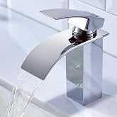 CECIPA Waterfall Bathroom Sink Tap with Water Outlet Height 85 mm Waterfall Mixer Tap Stainless Steel Washbasin Mixer Adjusta