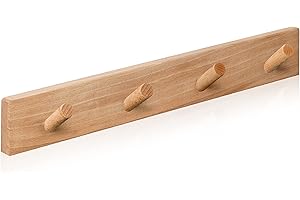 Kukicu Perchero Pared de Madera Natural con 4 Ganchos – Colgador Diseño Nordico para Entrada Dormitorio Salon - Fabricado en Europa…