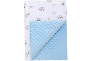 AMO NENES Coperta Invernale per Neonato in Cotone 75*100cm Copertina da Culla a 3 Strati ed a Doppia Faccia Morbida Multifunzionale per Passeggino, Carrozzine, Pisolini, Dormire, Idea Regalo per Bambini, Blu