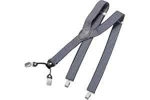 DonDon bretelles homme large 3,5 cm avec 4 clips bretelles homme travail extra fort, élastique et réglable en longueur