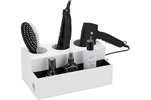 J JACKCUBE DESIGN JackCubeDesign Hair Dryer Holder Hair Styling Product Care Tool Organiser Bath Supplies Accessories Tray Stand Storage Bathroom Vanity Countertop with 3 Holes (White) – :MK154D