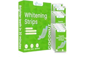 DENTELO Teeth Whitening Strips- Mint Flavor, Zero Sensitivity, Enamel Safe, Dentist Formulated,Teeth Whitener Strips, White Teeth, Tooth Whitening Strip, Smile Teeth Whitening (Coconut)