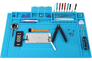 Aweohtle Lötmatte Silikon 500℃ Hitzebeständige Magnetisch Reparatur Matte Arbeitsmatte soldering mat antistatisch für Lötpistolen, Heißpistolen - groß 45x 30cm