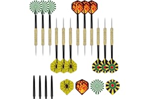 Iridsmole 12 Pcs Steel Tip Darts, Professional Metal Darts 18 Grams, Dart Metal Tip Set with 4 Style PET Flights, 18G Darts Steel Tip Set with Aluminum Shafts, Extra 4 PET Flights and 4 PVC Shafts