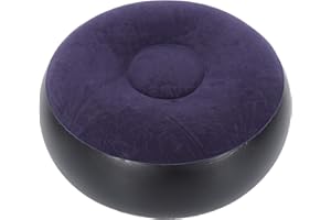 Hapivida Inflatable Ottoman Footstool, Portable Round Flocking Air Chair Foot Rest for Home & Office Lightweight Blow Up Stool for Camping, Outdoor