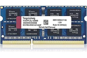 ‎YONGXINSHENG DDR3 / DDR3L 8GB Laptop RAM 1600MHz PC3-12800 / PC3L-12800 SODIMM Non-ECC Unbuffered 1.35V / 1.5V 2Rx8 Dual Rank 204 Pin CL11 8 G PC Computer Memory Upgrade Module Arbeitsspeicher (Blau)