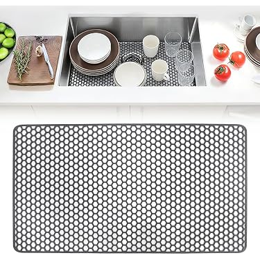 Tappetino In Silicone Per Lavello – 40 X 5,5 Cm – Paraspruzzi Per Rubinetto – Asciuga Piani E Raccoglie Gocce – Bianco