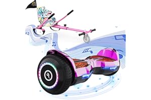 EVERCROSS MOTO Hoverboards mit Sitz, 6,5” Go-Kart Hoverboards, Selbstausgleichender Scooter für Kinder mit Bluetooth-Lautsprecher, App und LED-Lichtern