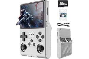 VELPAX Consola de Juegos portátil R40S, 30.000 Juegos Retro en 1 Consola de Juegos con Sistema de código Abierto Linux, Tarjeta TF de 256 GB, Pantalla IPS de 3,5» y batería de 3.800 mAh (Blanco)