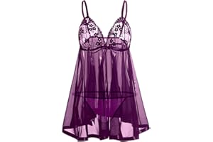 SKTIISN Sexy Kleid Damen für Party Lingerie mit G-String Reizwäsche Dessous Kleid Sexy Dessous Damen für Sex Dessous Damen Spitze BH Set Push Up BH und String Tanga Dessous Sexy Dessous Babydoll Plus S
