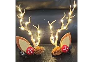 NIUMOWANG Christmas Hair Clips, Pack of 2 LED Luminous Antlers Hairpin, Christmas Antlers Hairpin, Hair Accessories Christmas Children, Christmas Hair Accessories, Christmas Gifts for Girls Women (B)