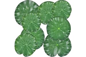 MaoMaoCha 8 Pcs Pond Plants, 4 Size Artificial Lotus Leaves, Realistic Floating Foam Water Lily Pads Ornaments, Plastic Fake Foliage Pond Decor for Patio Koi Fish Pond Pool Aquarium