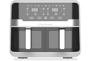 MasterPro Rocket Duo 900 - Freidora de Aire Doble de 9 litros y 2400w - Control De Tiempo Y Temperatura - Pantalla Digital - 