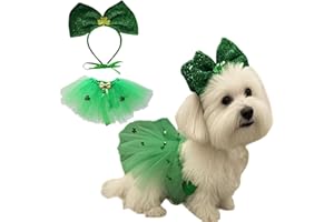 CAMOSE St. Patrick's Day Dog Costume Mardi Gras Girl Dog Tutu Skirt Patrick's Day Green Dresses for Dogs Puppy