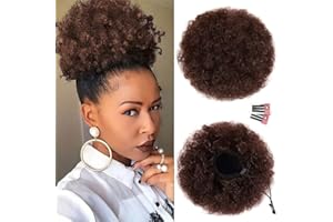 BLEXCO Afro Puff Drawstring Ponytail for Black Women High Puff Drawstring Short Ponytail Bun Afro Kinky Curly Ponytail Hairpieces with Clip In (33#)