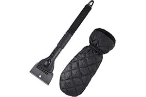 QIMEI-SHOP Ice Scraper for Car Snow Remover with Thick Fleece Glove Frost Mitt Scraper for Trucks SUV Windshield Windscreen Window
