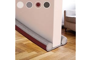HIZH Draught Excluder for Bottom of Door 37 Inches,Double Door Draught Excluder,Energy Saving Under Door Draft Stopper Weather Stripping Noise Blocker Window Breeze Blocker,Thicker Door Draft,Brown