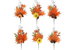 TSLBW Sztuczne liście klonu, gałązki jagody, dekoracje, jesienne kostki z dynią, słonecznikiem, szyszkami, na Święto Dziękczynienia, dożynki, wewnątrz, na zewnątrz, ozdoby do domu, jesienna dekoracja,