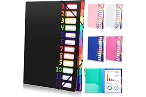Tatxmalv A4 Dokumentenmappe, Fächermappe, Dokumentenmappe mit 12 Fächer, Mappe Organizer mit Gummizug für Büro Dokumente, Schule Hausaufgaben und Papier, Wasserdicht, mit Etikett (Schwarz)