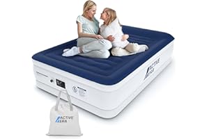 Active Era Luxury King Inflatable Mattress | Puncture Resistant King Size Airbed w/Flock Coating | Quick 3 Mins Blow Up Bed with Built-in Pump | Portable Air Bed - Home Camping Guests 200x150x36.5cm