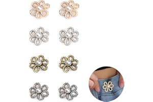 Okaywork 8 Set bottoni jeans regolabili,Jeans Vita Strettoio Fiore Bottone,Stringi Pantaloni Vita Bottone Jean Regolabile Regolabile Nessuna Cucitura Richiesta,Per Cambiare la Misura Della Vita