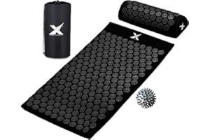 XN8 SPORTS Xn8 Acupressure Mat & Pillow, Spiky Acupuncture Mat for Anxiety, Stress Relief, Back Pain, Muscle Relaxation & Recovery, Portable Reflexology Matt with Carry Bag for Men & Women, Black