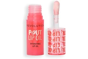 REVOLUTION BEAUTY LONDON Revolution, Aceite Labial Nutritivo Pout, Aceite de Labios con Color, Brillo Intenso, Acabado No Pegajoso, Vegano y Libre de Crueldad Animal, Juicy Peach, 4ml