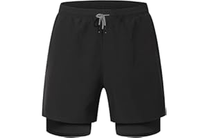 HOPLYNN Men Running Shorts Men's Shorts Workout with Phone Pocket 2 in 1 Gym Training Shorts Quick Drying