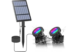 CORESLUX Lampes solaires de bassin Projecteurs LED Submersibles RGB Lampe Solaire Sous-marines Éclairage Submersible avec IP68 Étanche pour Extérieur, Jardin, Piscine, Étang (2 Lumières)