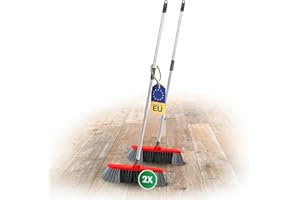‎NOVALIV Novaliv 2X Zimmerbesen 30 cm FEINE KUNSTBORSTEN Kehrbesen Rot Saalbesen mit Stiel Teleskopstiel 130 cm - Saalbesen mit Gewinde für 22mm Besenstiele geeignet - Spinnwebenbesen Zimmerbesen Magic Broom