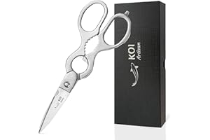 KOI Artisan Multi-Purpose Stainless Steel Shear- Heavy Duty Premium Detachable Kitchen Scissor – for Poultry, Food, Meat, Cooking, Bottle Opener, Jar Opener, Nut Cracker 8 Inches, Dishwasher Safe