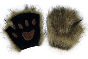 hbbhml Kunstpelz Pfote Handschuhe Flauschige Katze Krallen Halloween Weihnachten Party Karneval Kostüm Cosplay Zubehör für Mädchen Frauen