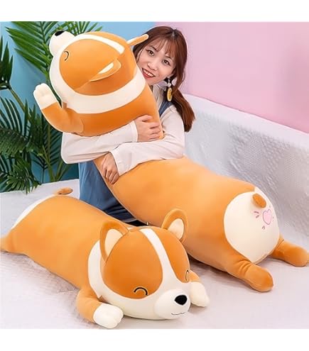 Aiuidun Long Shiba Inu En Peluche Chien Corgi Géant Coussin En Pelu Doux Long Chien En Peluche Jouet Calin Coussin Cadeaux Am - 8