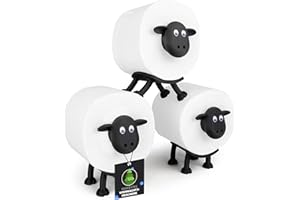 LAYERSMITH® Schaf Toilettenpapierhalter 3er [DAS ORIGINAL] Stapelbar für 42mm Rollen - Perfekt als Deko für Toilettenpapier, Klorollenhalter, Klopapierhalter oder als Geschenk - Emma, Dori & Flocke