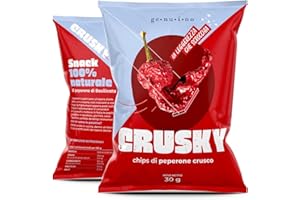 Genuino - Peperoni Cruschi Pronti Da Mangiare - Snack Salati Croccanti In Busta Da Chips Per 30 Gr - Prodotto Lucano Made In Italy Ideale Per Aperitivi Primi Piatti E Cesti Natalizi