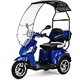 VELECO Draco - 3-Wheel Mobility Device - roof with Windshield - Magnetic Brake - Fully Assembled and Ready to Drive - Storage Space (Blue)