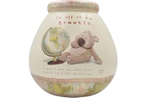 Pot of Dreams Hand Painted Teddy with Globe Save And Smash Handcrafted Ceramic Money Box Piggy Bank | Perfect Decorative Gift and Saving for Holidays & family Vaction