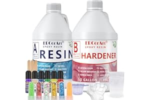 ERCORART Epoxy Resin Kit - 1 Gallon/3.8 L Craft Resin with Pigment and Glitter, Crystal Clear Hardener No Bubble Fast Curing Easy Mix for River Table, DIY Casting, Casting Resin for Beginners and Professionals