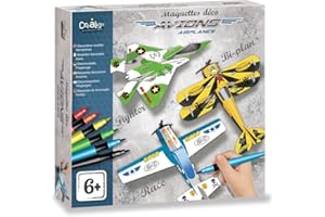 CREA LIGN' Créa Lign - Coffret Loisir Créatif - Maquettes Déco - Avions - Dès 6 Ans - CL118, Gris - Bleu